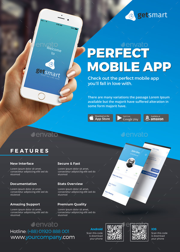 Mobile App Flyer, Print Templates GraphicRiver